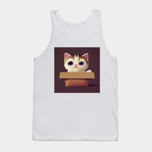 Cute small baby cat in cardboard box Tank Top